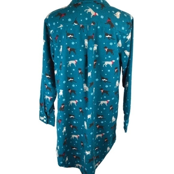 LAZY MONDAYS Soft Brushed Cotton Long Sleep Shirt ‘Labs in Scarves’, Medium‎ - Picture 2 of 11